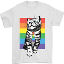 LGBT Cat Gay Pride Day Awareness Mens T-Shirt 100% Cotton White