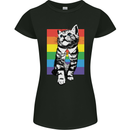 LGBT Cat Gay Pride Day Awareness Womens Petite Cut T-Shirt Black