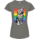 LGBT Cat Gay Pride Day Awareness Womens Petite Cut T-Shirt Charcoal