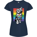 LGBT Cat Gay Pride Day Awareness Womens Petite Cut T-Shirt Navy Blue