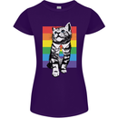 LGBT Cat Gay Pride Day Awareness Womens Petite Cut T-Shirt Purple