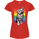 LGBT Cat Gay Pride Day Awareness Womens Petite Cut T-Shirt Red