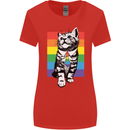 LGBT Cat Gay Pride Day Awareness Womens Wider Cut T-Shirt Red