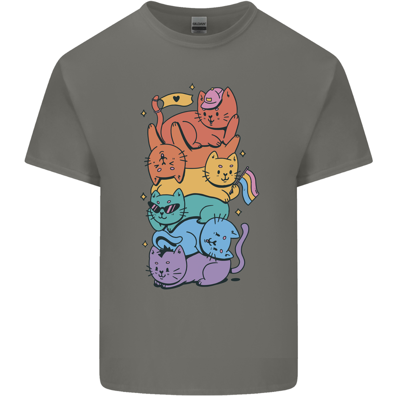 LGBT Cats Mens Cotton T-Shirt Tee Top Charcoal
