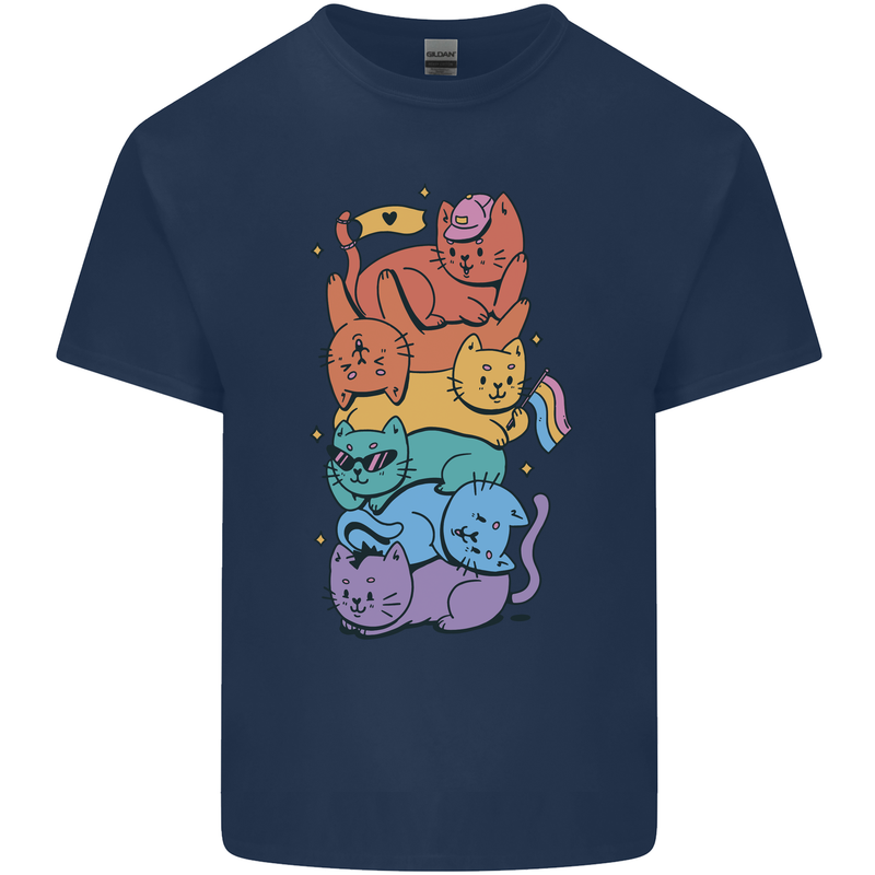 LGBT Cats Mens Cotton T-Shirt Tee Top Navy Blue