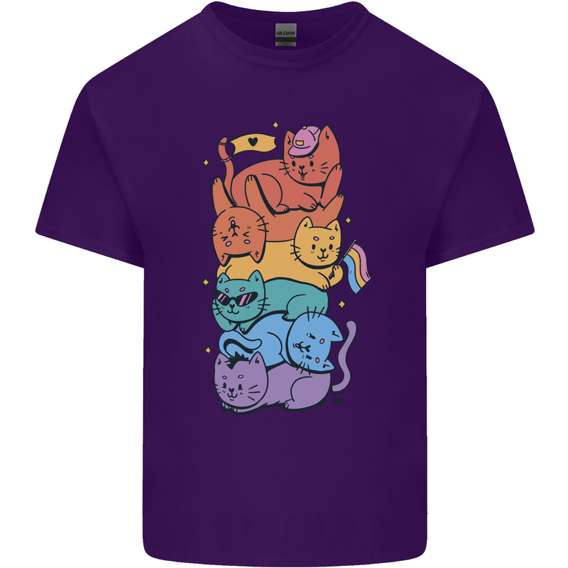 LGBT Cats Mens Cotton T-Shirt Tee Top Purple
