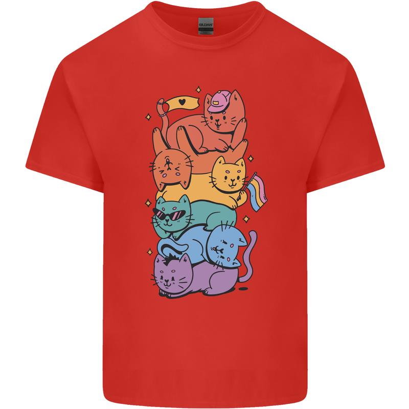LGBT Cats Mens Cotton T-Shirt Tee Top Red