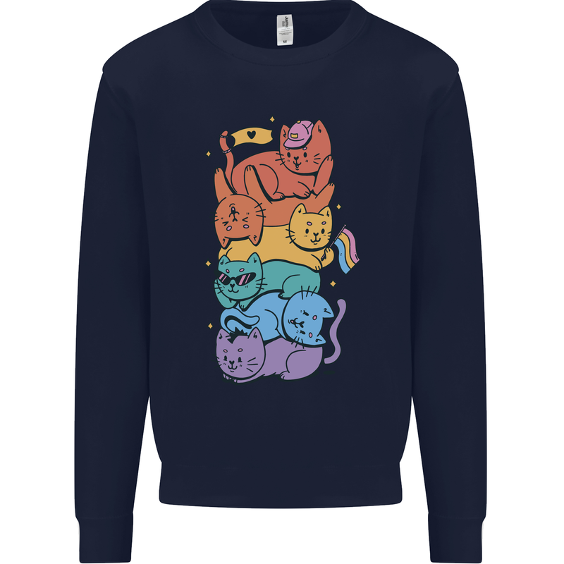 LGBT Cats Mens Sweatshirt Jumper Navy Blue