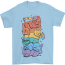 LGBT Cats Mens T-Shirt 100% Cotton Light Blue