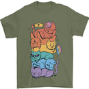 LGBT Cats Mens T-Shirt 100% Cotton Military Green