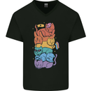 LGBT Cats Mens V-Neck Cotton T-Shirt Black
