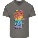 LGBT Cats Mens V-Neck Cotton T-Shirt Charcoal