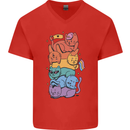 LGBT Cats Mens V-Neck Cotton T-Shirt Red