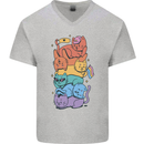 LGBT Cats Mens V-Neck Cotton T-Shirt Sports Grey