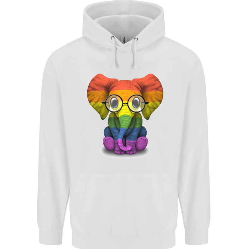 LGBT Elephant Gay Pride Day Awareness Childrens Kids Hoodie White