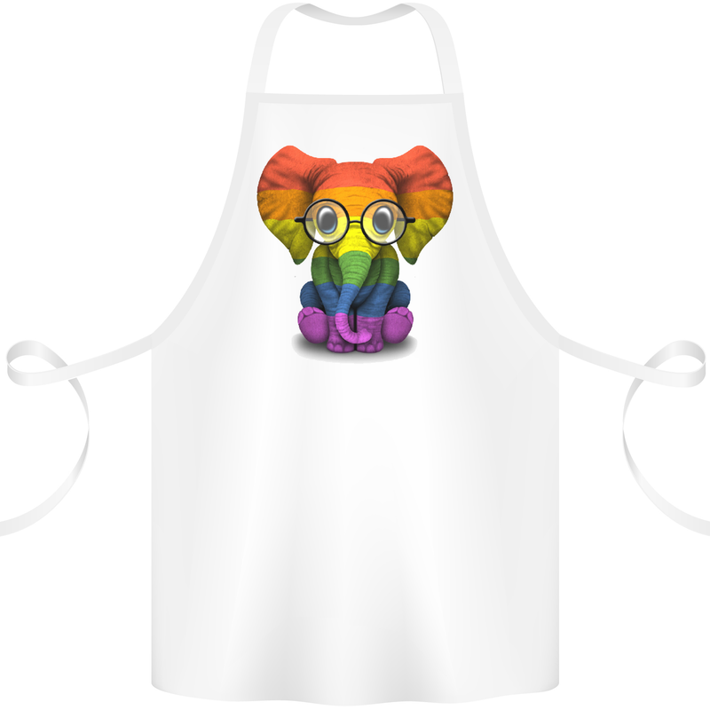 LGBT Elephant Gay Pride Day Awareness Cotton Apron 100% Organic White