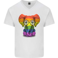 LGBT Elephant Gay Pride Day Awareness Mens V-Neck Cotton T-Shirt White