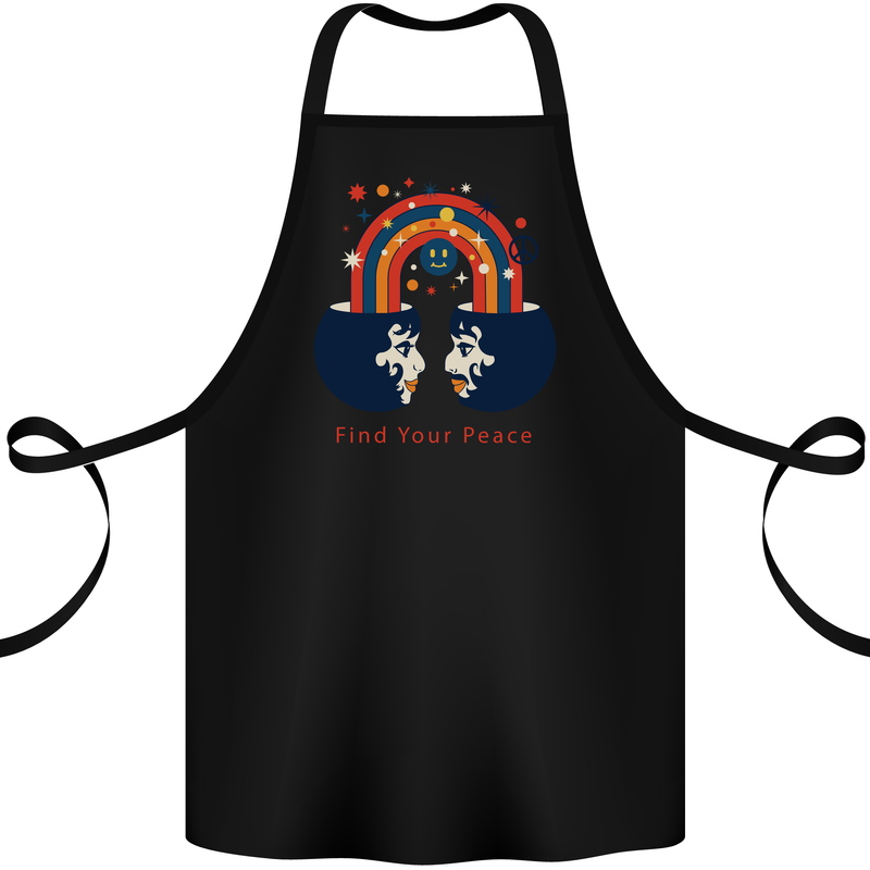 LGBT Find Your Peace Gay Pride Day Cotton Apron 100% Organic Black