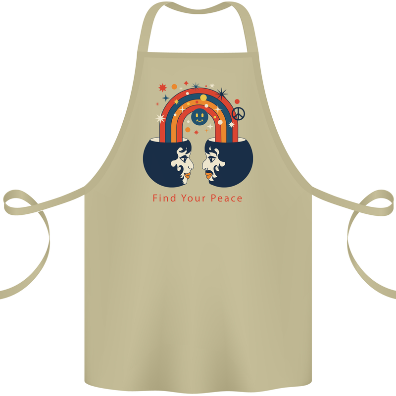 LGBT Find Your Peace Gay Pride Day Cotton Apron 100% Organic Khaki