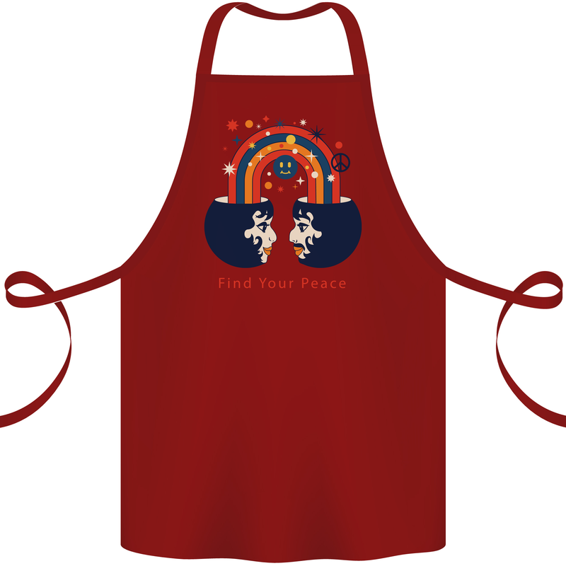 LGBT Find Your Peace Gay Pride Day Cotton Apron 100% Organic Maroon