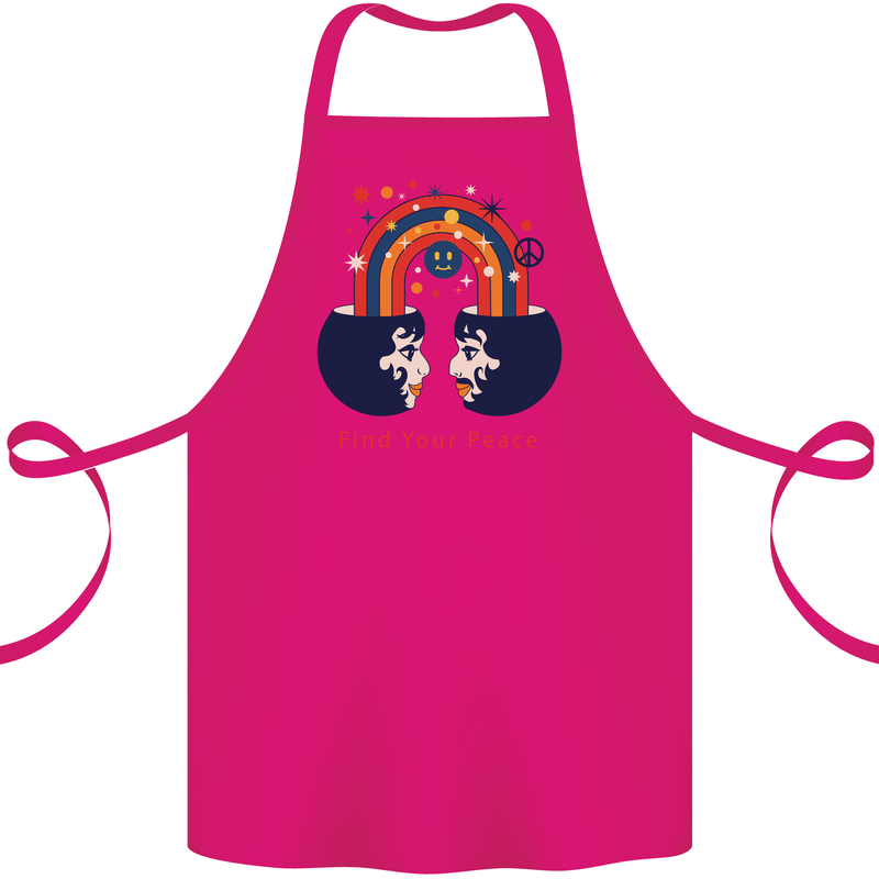 LGBT Find Your Peace Gay Pride Day Cotton Apron 100% Organic Pink