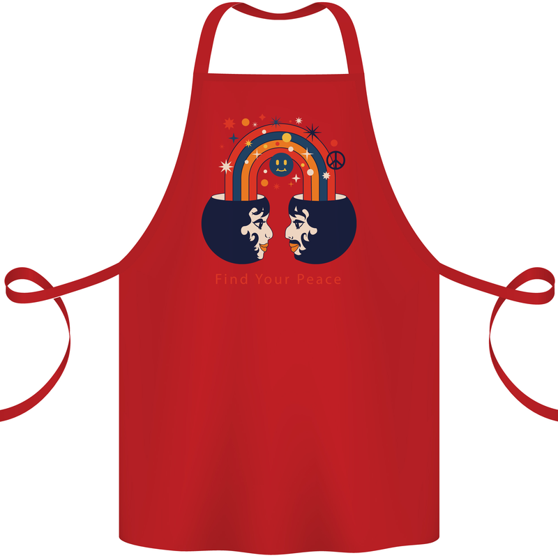 LGBT Find Your Peace Gay Pride Day Cotton Apron 100% Organic Red