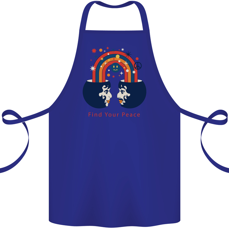 LGBT Find Your Peace Gay Pride Day Cotton Apron 100% Organic Royal Blue