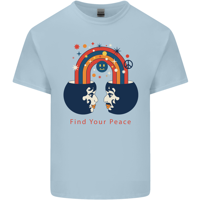 LGBT Find Your Peace Gay Pride Day Mens Cotton T-Shirt Tee Top Light Blue