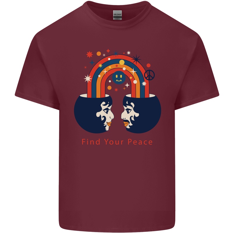 LGBT Find Your Peace Gay Pride Day Mens Cotton T-Shirt Tee Top Maroon
