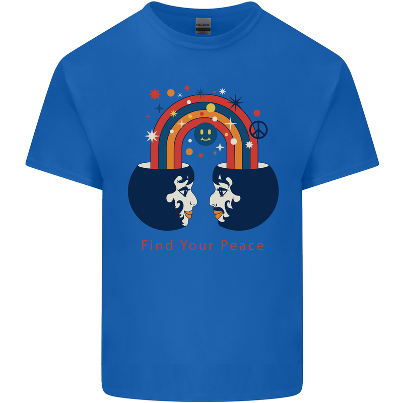 LGBT Find Your Peace Gay Pride Day Mens Cotton T-Shirt Tee Top Royal Blue