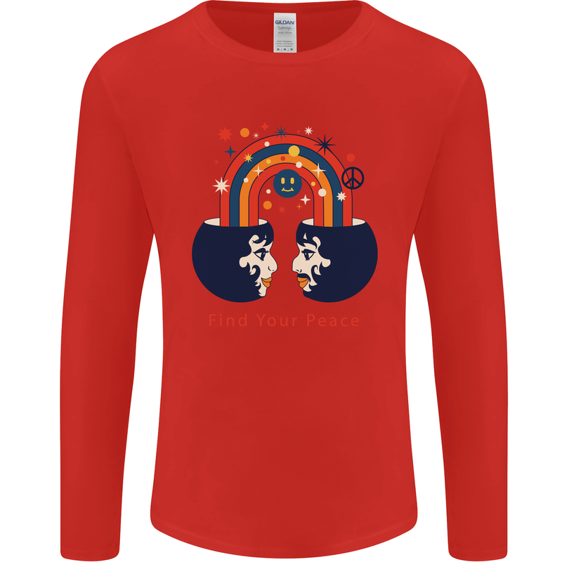LGBT Find Your Peace Gay Pride Day Mens Long Sleeve T-Shirt Red