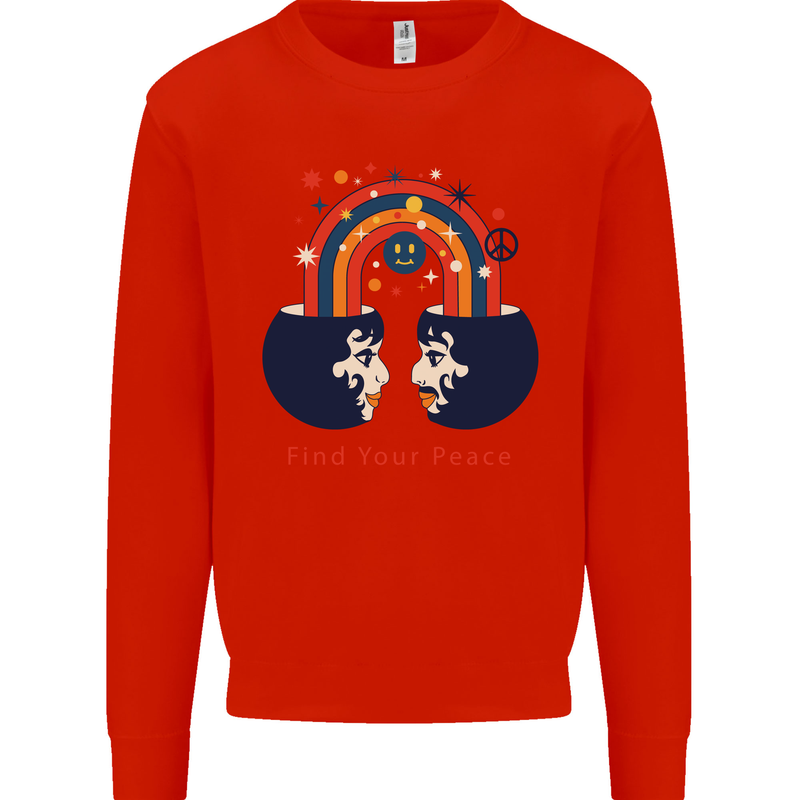 LGBT Find Your Peace Gay Pride Day Mens Sweatshirt Jumper Bright Red