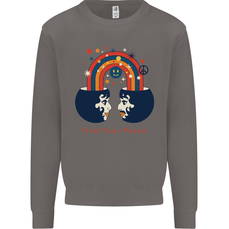 LGBT Find Your Peace Gay Pride Day Mens Sweatshirt Jumper Charcoal