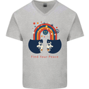 LGBT Find Your Peace Gay Pride Day Mens V-Neck Cotton T-Shirt Sports Grey