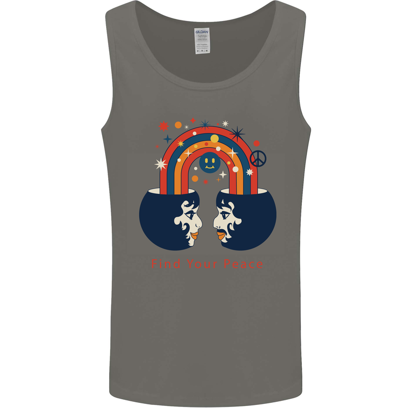 LGBT Find Your Peace Gay Pride Day Mens Vest Tank Top Charcoal
