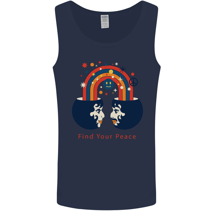 LGBT Find Your Peace Gay Pride Day Mens Vest Tank Top Navy Blue