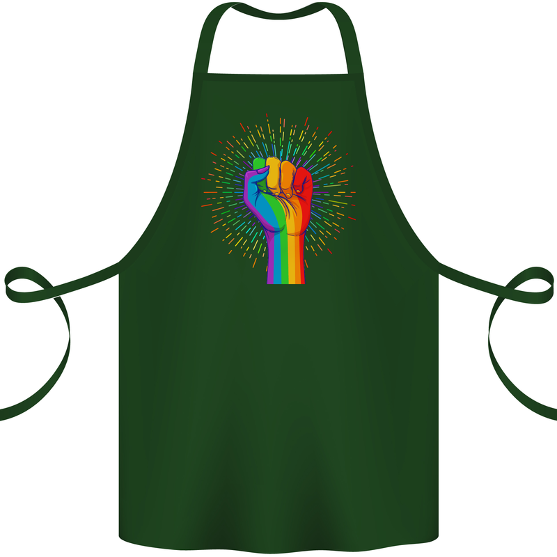LGBT Fist Gay Pride Day Awareness Cotton Apron 100% Organic Forest Green