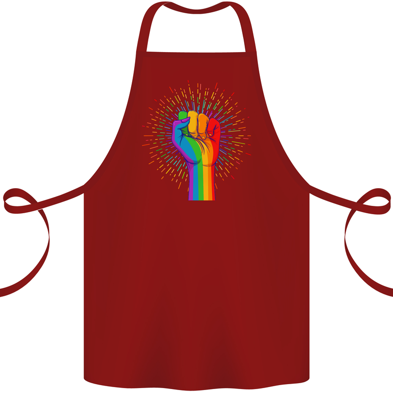 LGBT Fist Gay Pride Day Awareness Cotton Apron 100% Organic Maroon