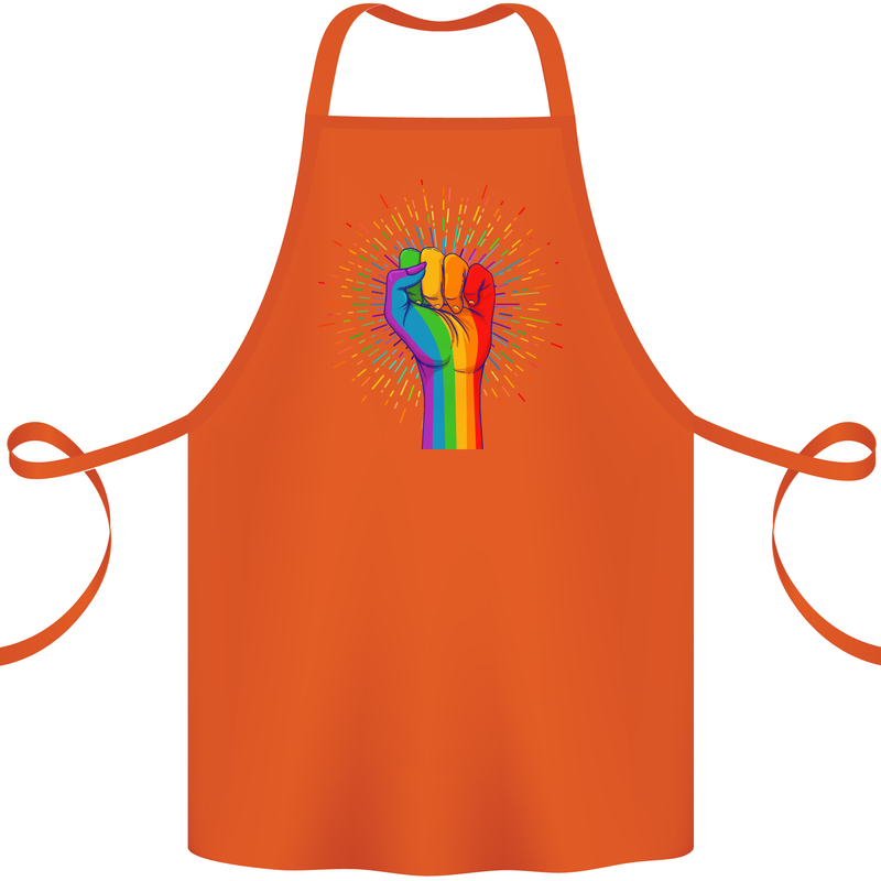 LGBT Fist Gay Pride Day Awareness Cotton Apron 100% Organic Orange