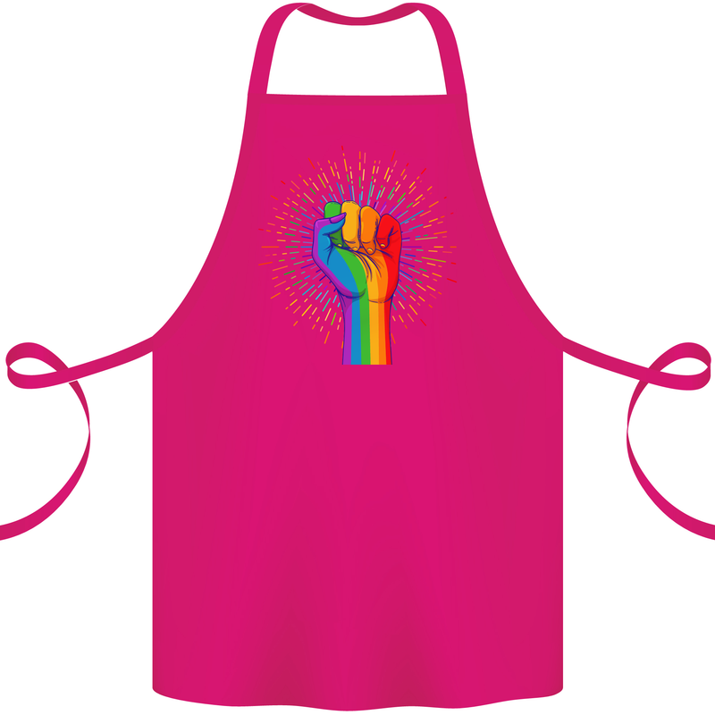 LGBT Fist Gay Pride Day Awareness Cotton Apron 100% Organic Pink