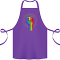 LGBT Fist Gay Pride Day Awareness Cotton Apron 100% Organic Purple