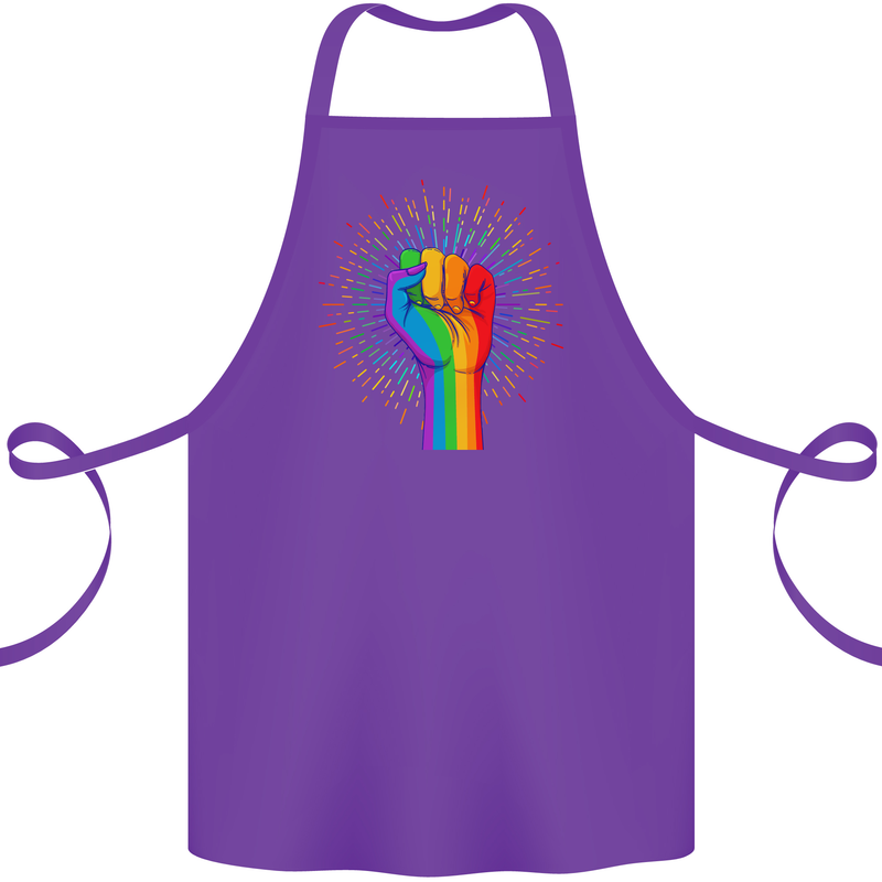 LGBT Fist Gay Pride Day Awareness Cotton Apron 100% Organic Purple