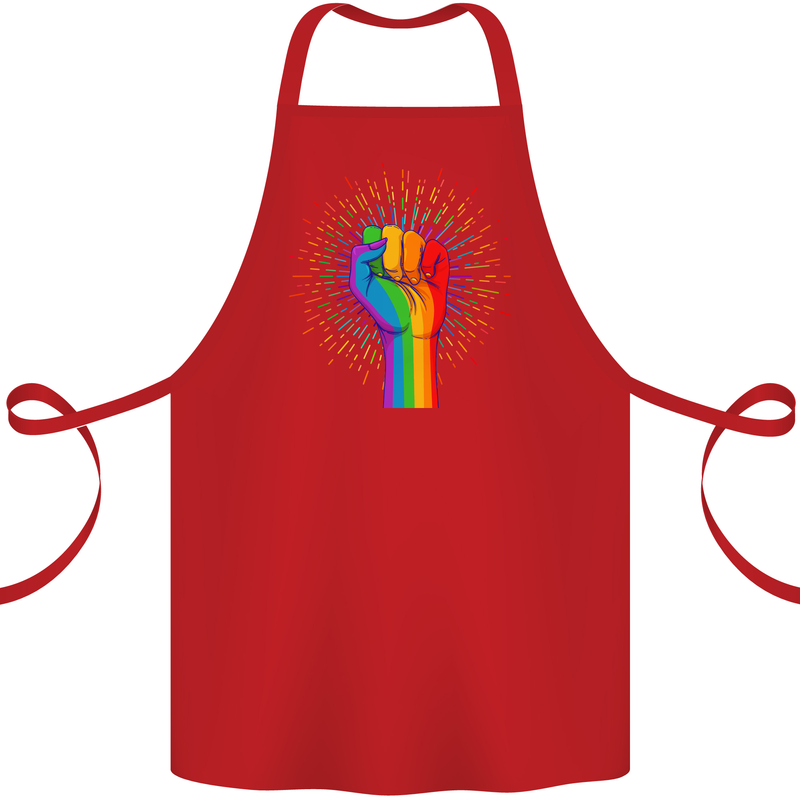 LGBT Fist Gay Pride Day Awareness Cotton Apron 100% Organic Red