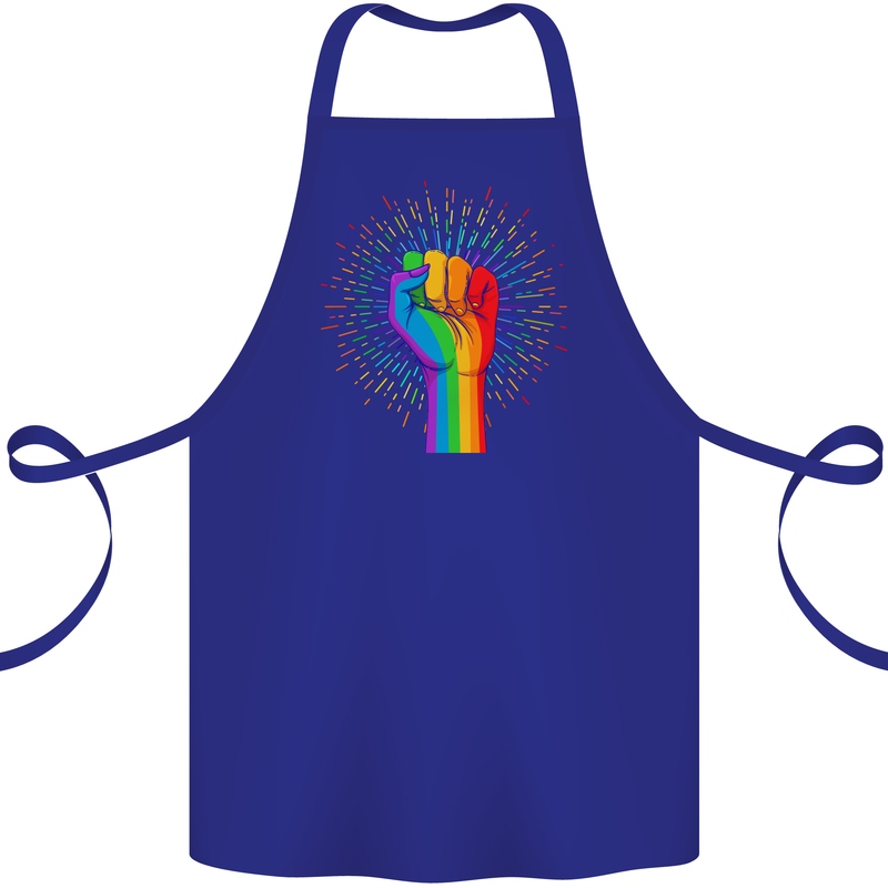 LGBT Fist Gay Pride Day Awareness Cotton Apron 100% Organic Royal Blue