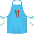 LGBT Fist Gay Pride Day Awareness Cotton Apron 100% Organic Turquoise