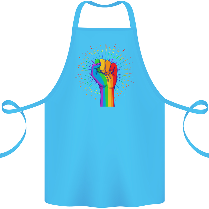 LGBT Fist Gay Pride Day Awareness Cotton Apron 100% Organic Turquoise