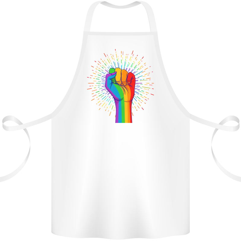 LGBT Fist Gay Pride Day Awareness Cotton Apron 100% Organic White