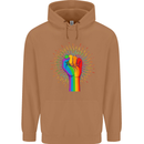 LGBT Fist Gay Pride Day Awareness Mens 80% Cotton Hoodie Caramel Latte