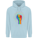 LGBT Fist Gay Pride Day Awareness Mens 80% Cotton Hoodie Light Blue
