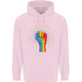LGBT Fist Gay Pride Day Awareness Mens 80% Cotton Hoodie Light Pink